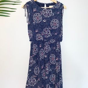 Loft navy floral cotton dress